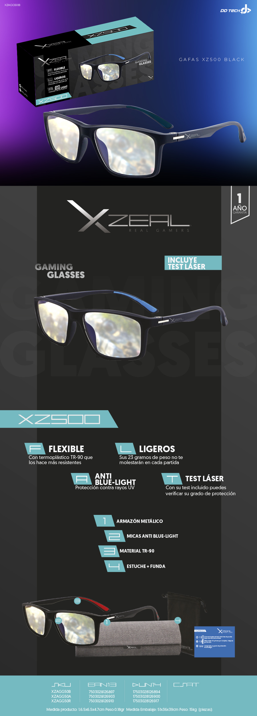 HyperX Spectre Mission - Gafas para juegos, bloqueo de luz azul, protección  UV, lentes transparentes, marco TR-90, bolsa de microfibra, marco cuadrado