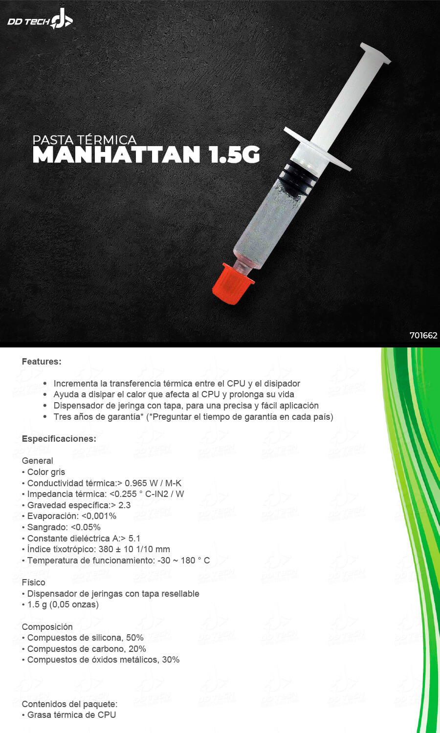 Pasta Térmica Disipadora Manhattan Para Procesador 1.5 gramos