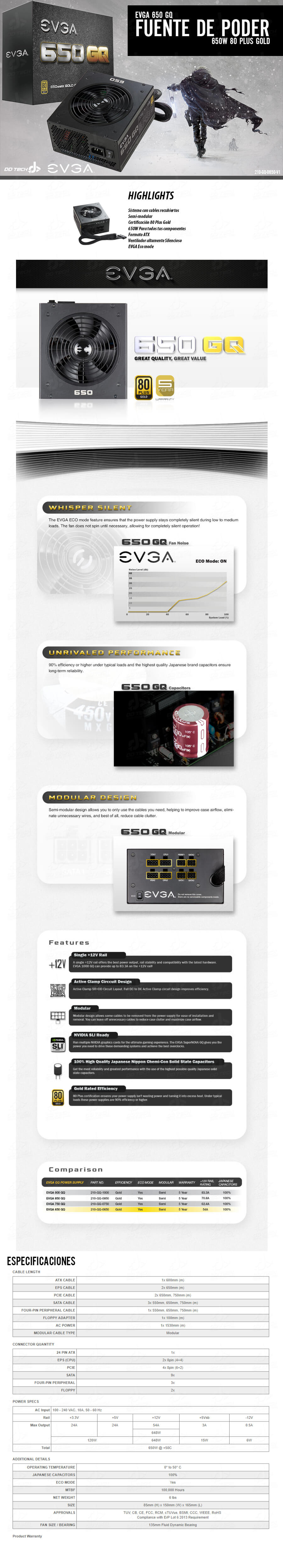 EVGA GQ 850W 80 Plus Gold Modular - Comprar fuente de alimentación