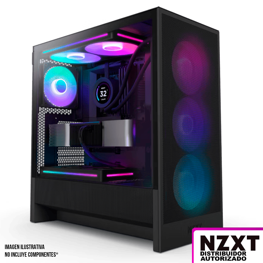 Gabinete Nzxt H Flow Rgb Negro Versi N Cristal Templado Mid