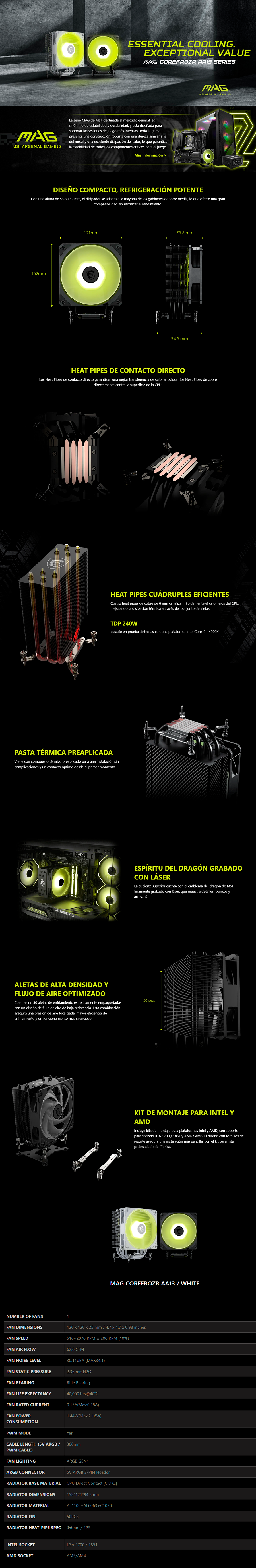 MSI MAG COREFROZR AA13, Quatre Caloducs Et Une Hauteur Réduite
