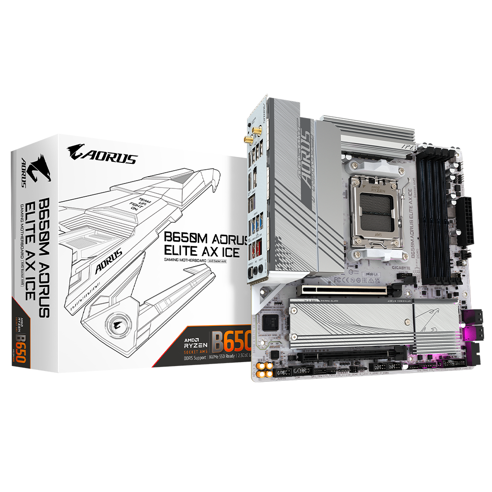 Tarjeta madre gigabyte b650m aorus elite ax ice micro atx am5 up