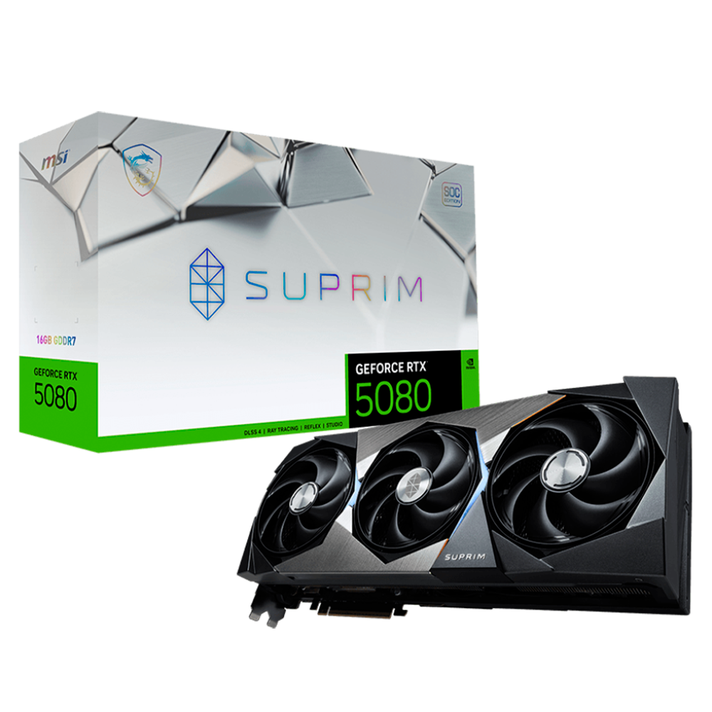 Tarjeta de Video MSI NVIDIA GeForce RTX 5080 SUPRIM SOC Edition / 16GB / 256-bit GDDR7 / PCI Express 5.0 / 912-V531-028 / Gratis juego DOOM DA
