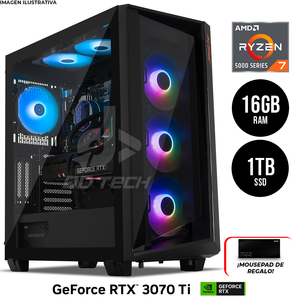 Computadora Pride Gaming Xpg Mera Amd Ryzen 7 5700x 46ghz Rtx 3070 Ti 16gb Ram 1tb M2 5930