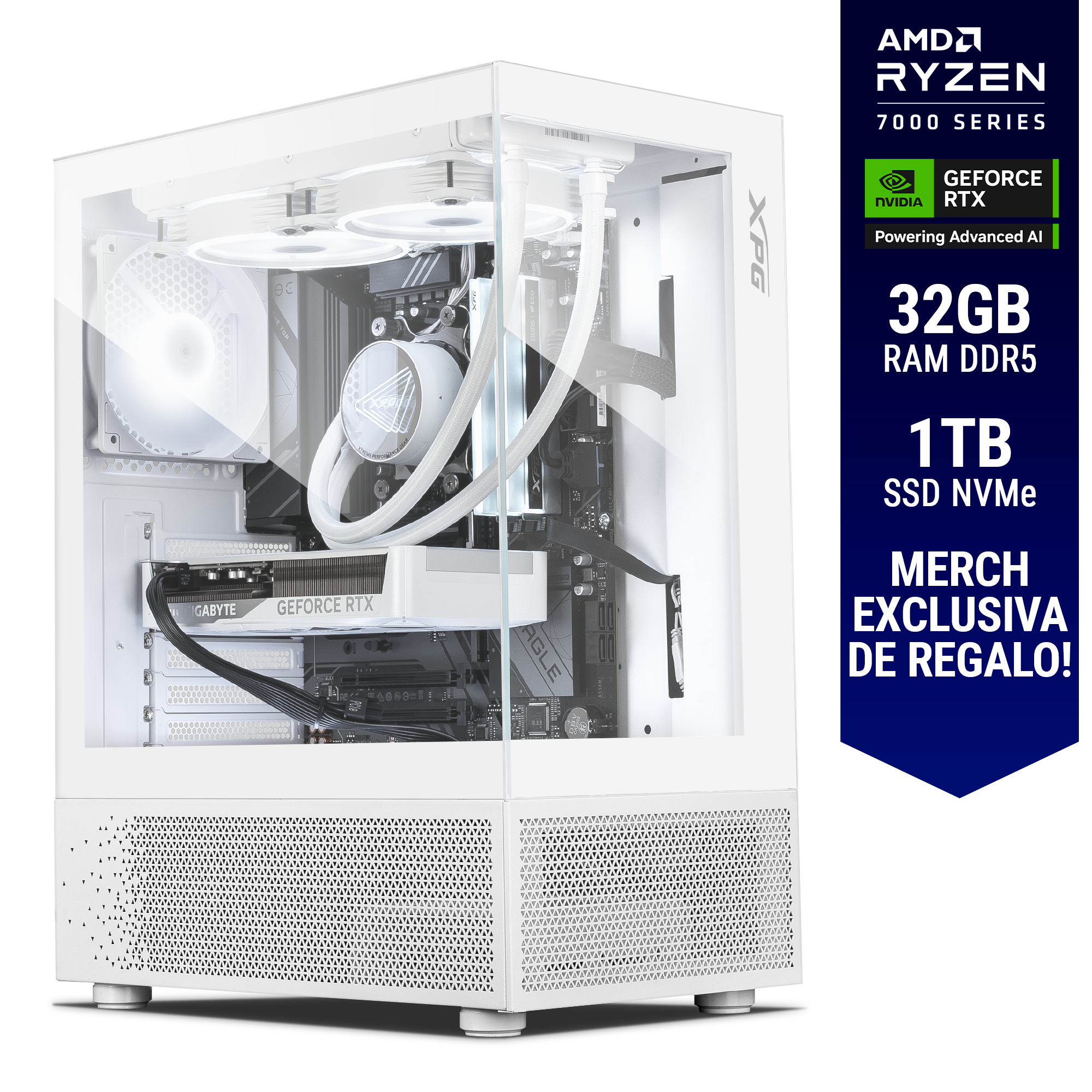 Computadora ULTIMATE PC ARCANIST / POWERED BY XPG / RTX 5060 Ti 16GB / AMD Ryzen 5 7600X / 32GB RAM DDR5 / 1TB SSD M.2 PCIe Gen4 / 750W 80+ GOLD / WiFi y Bluetooth / Licencia Windows 11 de regalo / XPGULT