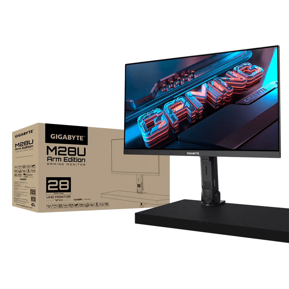 GIGABYTE 28 144Hz 2160P UHD KVM IPS Gaming Monitor, 4k SS 1ms (GTG), 94%  DCI