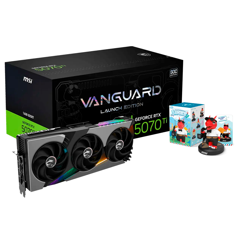 Tarjeta de Video MSI GeForce RTX 5070Ti VANGUARD SOC Edition / 16GB GDDR7 / 256-bit / DisplayPort x3 / HDMI / 912-V531-068 / Gratis juego DOOM DA