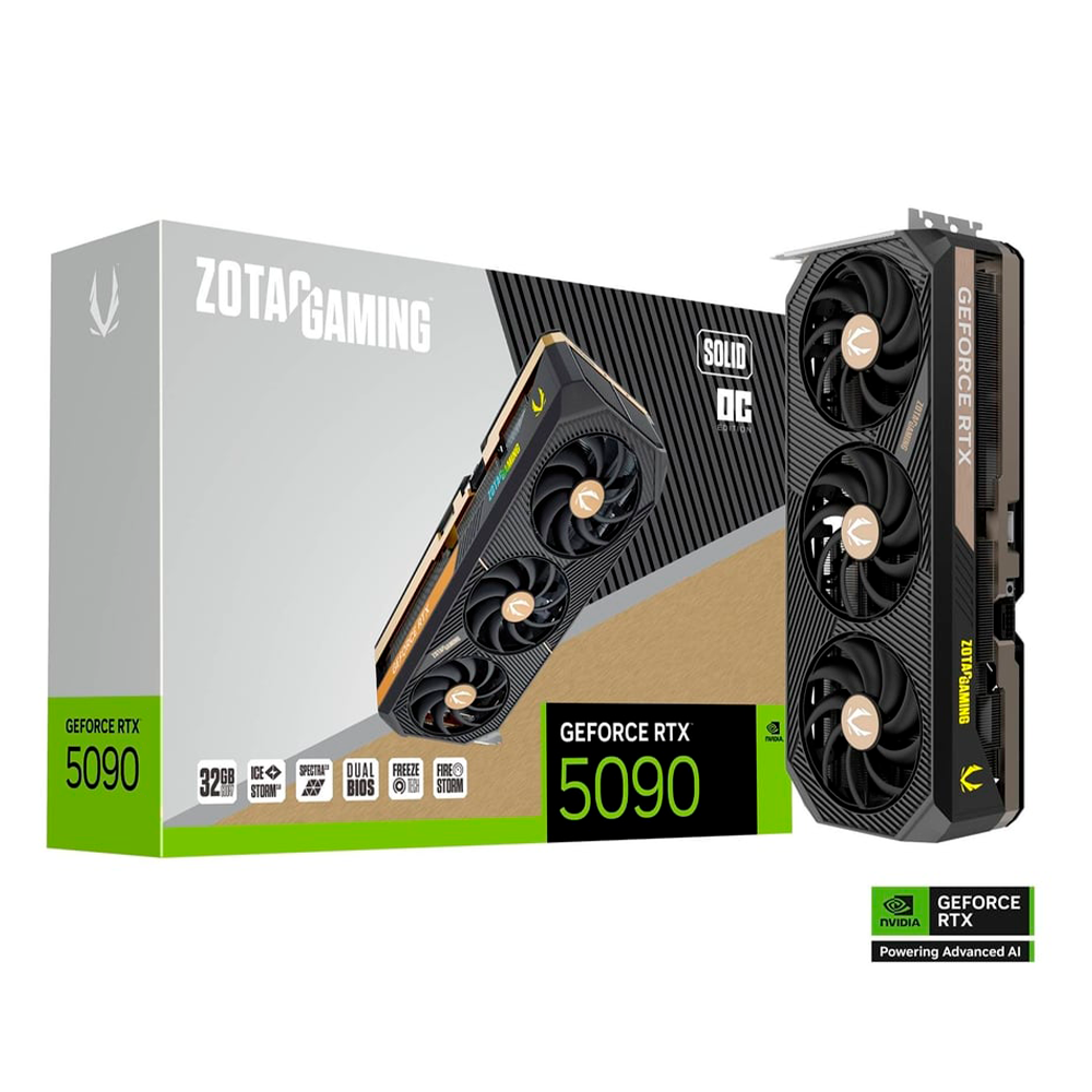 Tarjeta de Video ZOTAC RTX 5090 SOLID OC Edition / 32GB GDDR7 / PCI Express 5.0 x16 / HDMI /  ZT-B50900J-10P