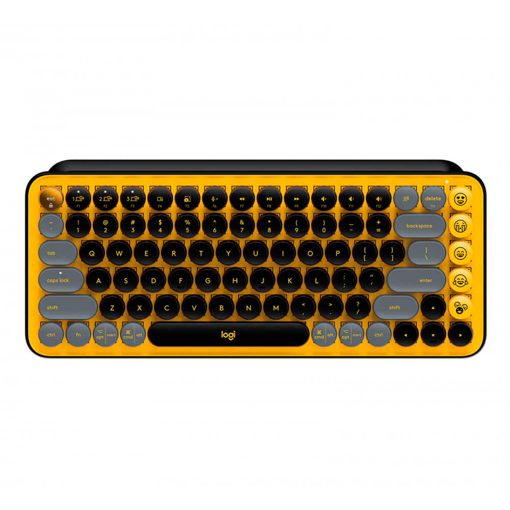 Teclado Mecánico Inalámbrico Logitech POP Keys Mist / Yellow / Teclas para  emojis intercambiables / Bluetooth / USB Logi Bolt / 920-010713