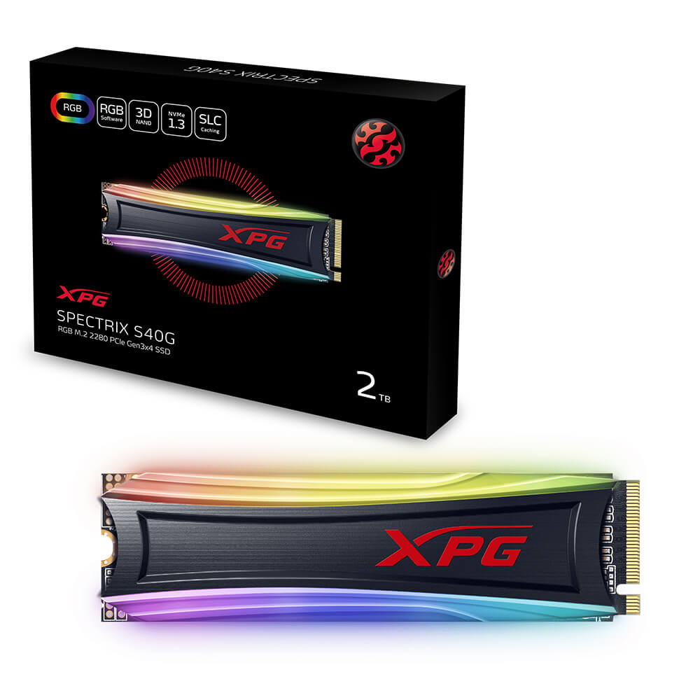 Unidad de estado solido SSD M.2 Nvme 2TB Adata XPG Spectrix S40G RGB  Lectura 3500MB/s Escritura 3000MB/s AS40G-2TT-C