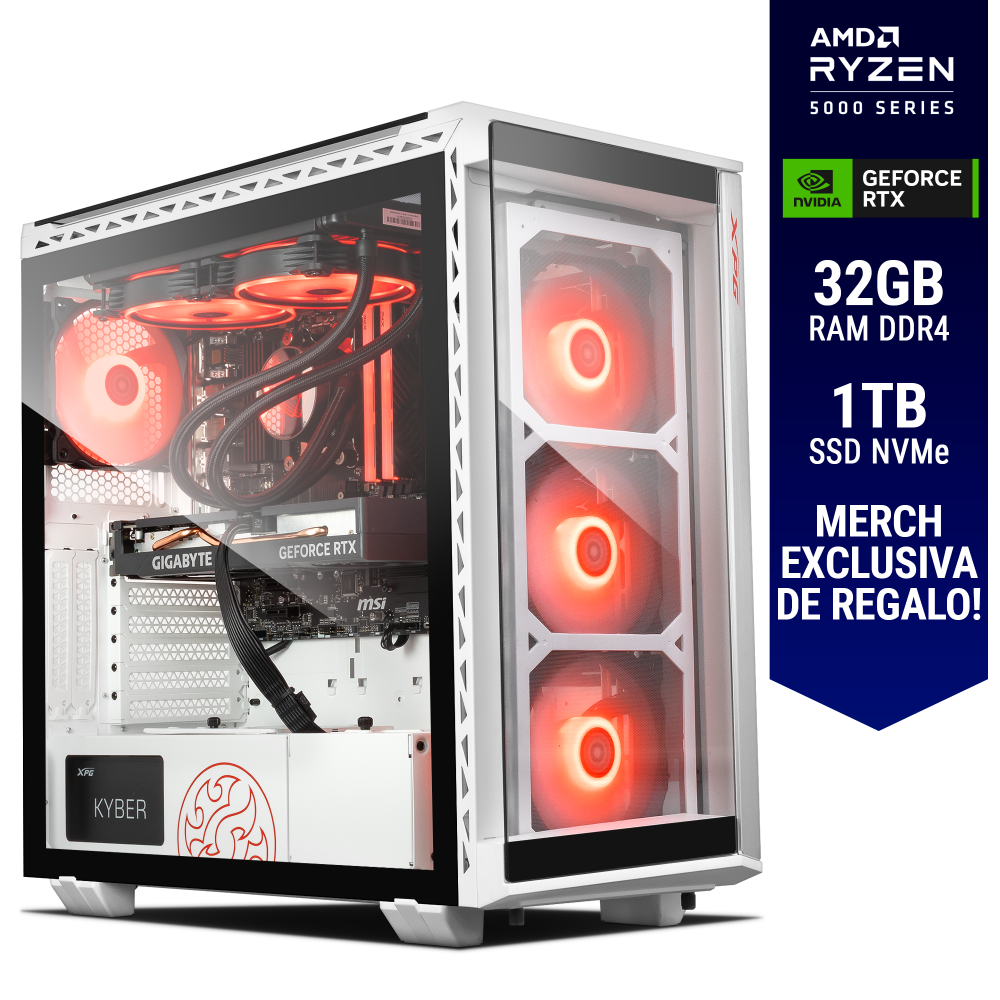 Computadora ULTIMATE PC SENTINEL / POWERED BY XPG / RTX 4060 8GB / AMD Ryzen 7 5700X / 32GB RAM / 1TB SSD M.2 PCIe Gen4 / 650W 80+ GOLD / WiFi y Bluetooth / Licencia Windows 11 de regalo / XPGULT