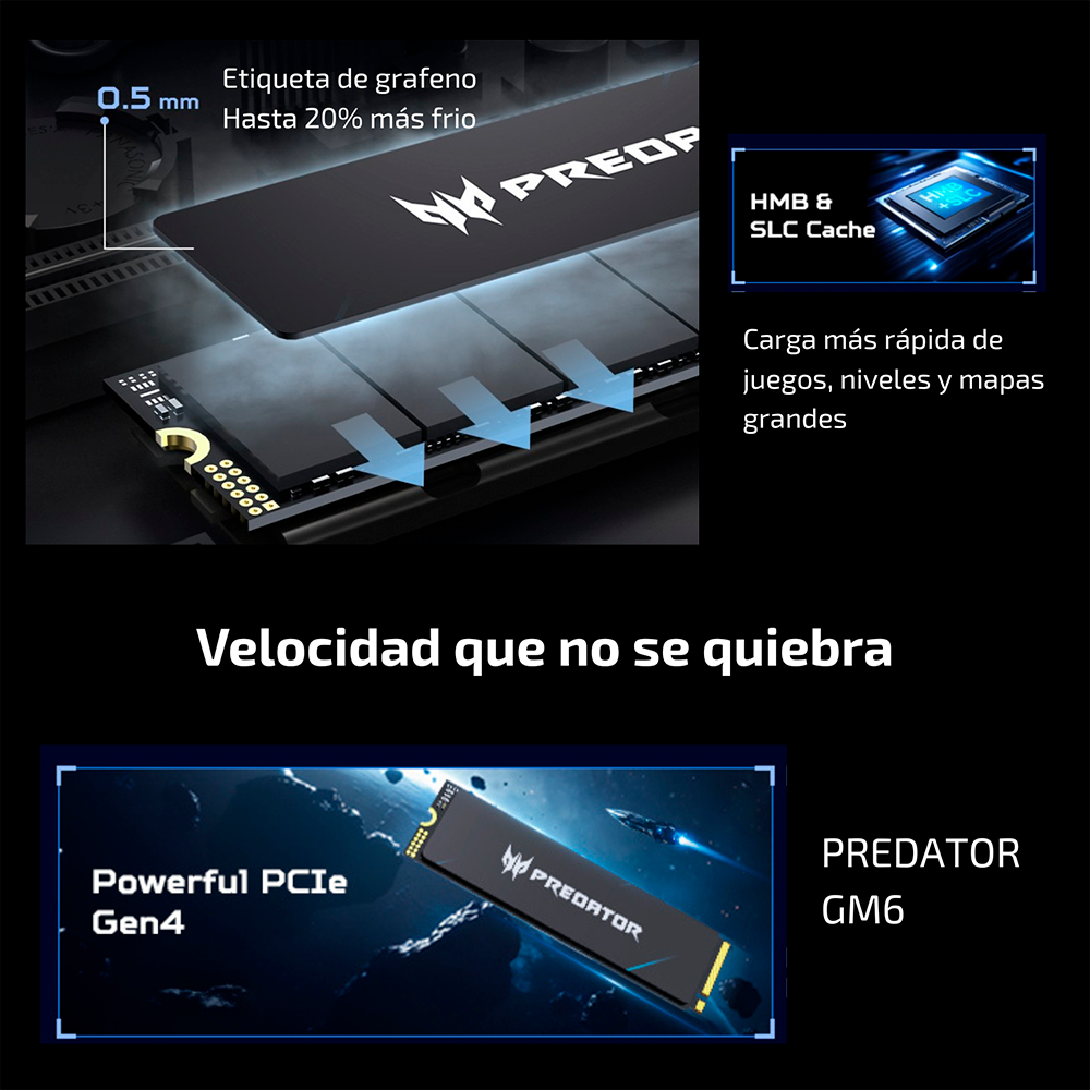 内蔵型SSD Predator GM6 1TB SSD Amazon | Acer Predator M.2 SSD 1TB GM6 NVMe2.0 2280 PCIe Gen4×4 超
