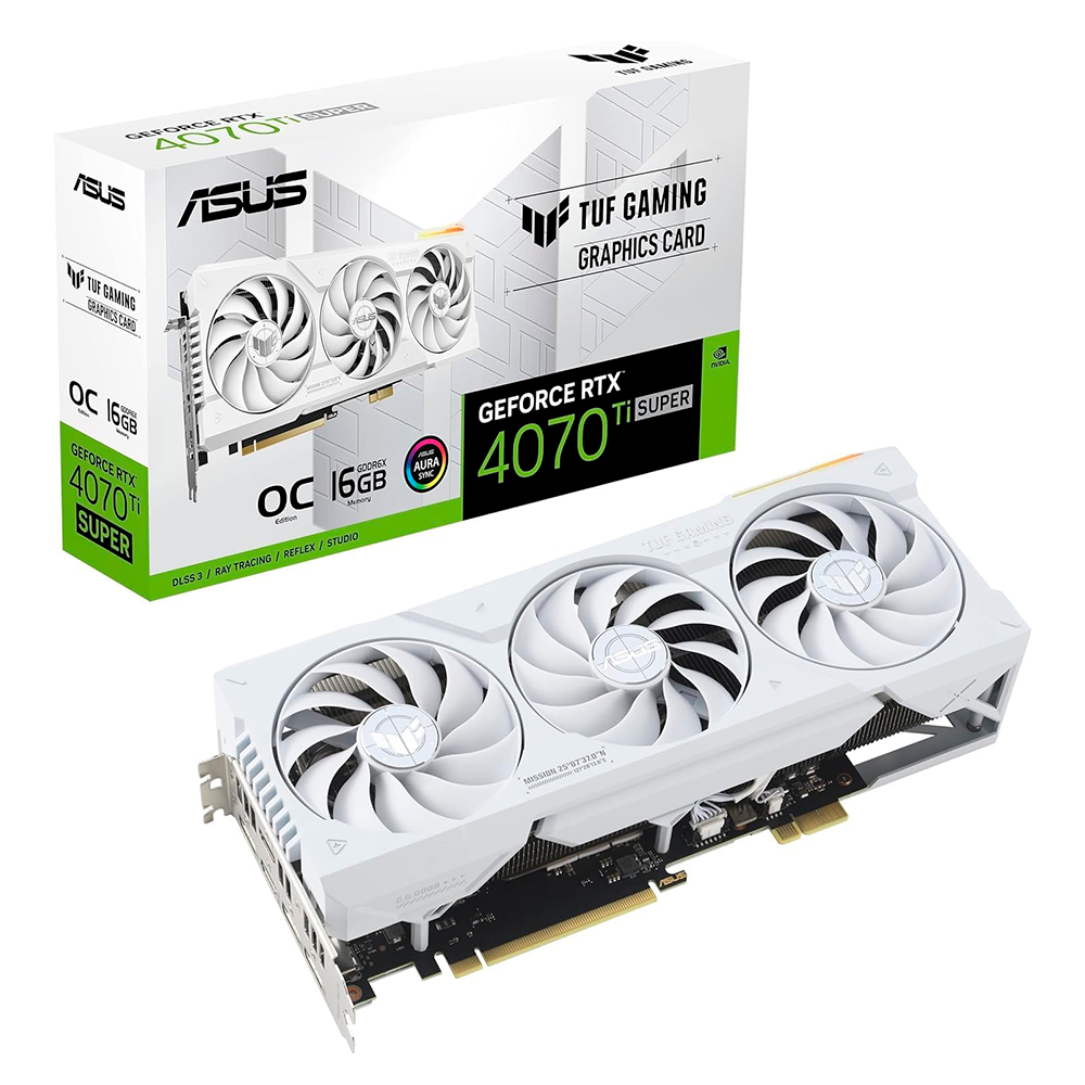 Tarjeta de Video ASUS TUF Gaming GeForce RTX 4070 Ti Super BTF White Edition / 16GB GDDR6X / NVIDIA DLSS 3 / PCIe 4.0 / 2xHDMI 2.1a / 3xDisplayPort 1.4a / TUF-RTX4070TIS-16G-BTF-WHITE