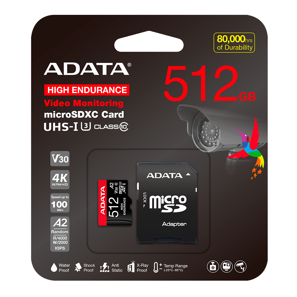 Memoria Micro Sd Adata High Endurance 512Gb Sdxc Sdhc Uhs I U3 Con Adaptador Ausdx512Gui3V30Sha2 Ra1 - ADATA