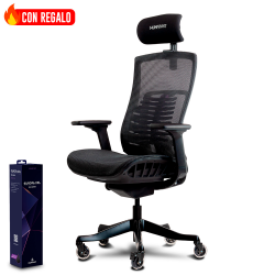 Silla Gamer Munfrost NASH / Color Negro / Reclinable / Con Soporte Lumbar / Hasta 180kg / Ruedas Tipo Patín / Brazos 3D / Gratis! Mousepad Europa XXL