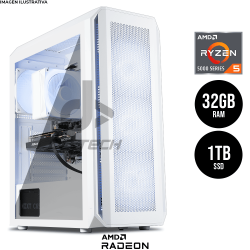 Computadora PRIDE GAMING Bull / AMD Ryzen 5 5500 / RX 6600 / 32GB RAM / 1TB SSD M.2 PCIe / 650W 80+ GOLD / INCLUYE WIFI Y BT
