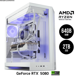 Computadora PRIDE GAMING DWN WHITE PRO / RTX 5080 / AMD Ryzen 9 9900X3D / 64GB DDR5 5600MT/s / 2TB M.2 NVME / 1000W 80+ GOLD / INCLUYE WIFI Y BT / Gratis juego Borderlands