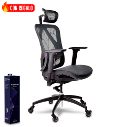 Silla Gamer Munfrost Nexus / Color Negro / Reclinable /Con Soporte Lumbar / Hasta 180kg / Ruedas Tipo Patín / Pistón Clase 4 / Gratis! Mousepad Europa XXL
