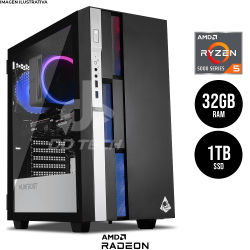 Computadora PRIDE GAMING FERRET / AMD Ryzen 5 5500 / RX 6600 8GB / 32GB RAM / 1TB SSD M.2 / DISIPADOR POR AIRE 120MM / 650W 80+ GOLD / INCLUYE WIFI Y BT