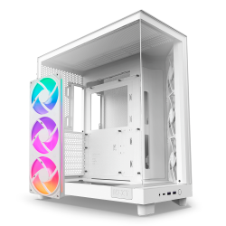 Bundle Gabinete NZXT H6 FLOW WHITE / Cristal Templado / Mini-ITX / Micro-ATX / ATX / USB 3.2 / USB 3.2 Gen.2 Tipo C / Sin Fuente / Blanco + Unidad de Ventilador monocasco NZXT F360 RGB Core White