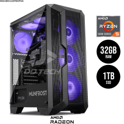 Computadora PRIDE GAMING FERRET ELITE / RADEON RX 9060 XT / AMD RYZEN 5 5600X / 32GB RAM / 1TB SSD M.2 NVMe  / ENF. LIQ. 240MM / 650W 80+ BRONZE / INCLUYE WIFI Y BLUETOOTH