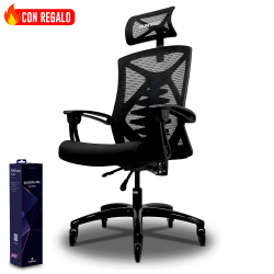 Silla Gamer Munfrost Nova / Color Negro / Reclinable /Con Soporte Lumbar / Hasta 180kg / Ruedas Tipo Patín / MFMSIL1B / Gratis! Mousepad Europa XXL