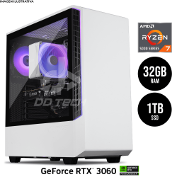 Computadora PRIDE GAMING MUNFROST V2 / GeForce RTX 3060 / AMD Ryzen 7 5700 / 32GB RAM / 1TB M.2 / 650W 80+ BRONZE /