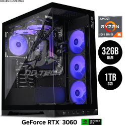 Computadora PRIDE GAMING XPG XENIA / AMD Ryzen 5 5500 4.2GHz / RTX 3060 / 32GB RAM / 1000GB M.2 / Enfriamiento Liquido 240mm / 650W 80+ Bronze