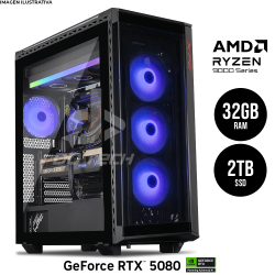 Computadora PRIDE GAMING CALIPSO V2 / NVIDIA GeForce RTX 5080 / AMD Ryzen 7 9700X / 32GB RAM DDR5 / 2TB SSD M.2 NVMe / ENF. LIQ. 360MM RGB / 1000W 80+ GOLD / Incluye WIFI Y BT / Gratis juego Borderlands
