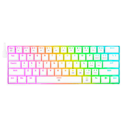 Redragon K630 Dragonborn 60% Teclado RGB / Teclado Mecánico Compacto de 61 Teclas con Interruptor Café táctil / Soporte para Driver Profesional / Inglés / Blanco / K630W-RGB SP-BROWN