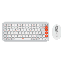 Kit de Teclado y Mouse Logitech POP Icon Combo / Inalámbrico / Bluetooth / Blanco y Naranja / 920-013055